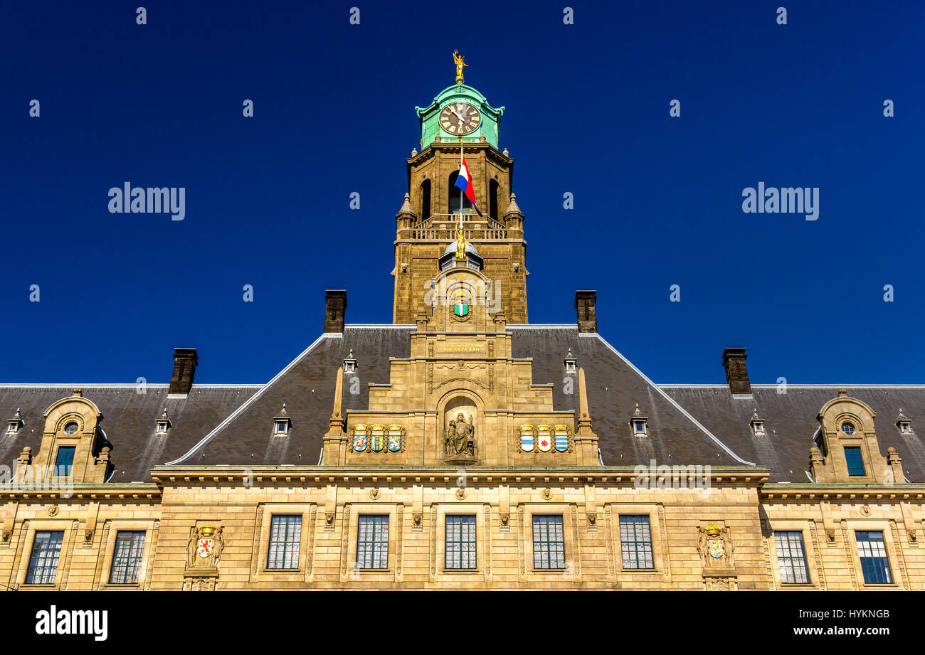 Fassade des Rathauses in Rotterdam, Niederlande Stockfoto
