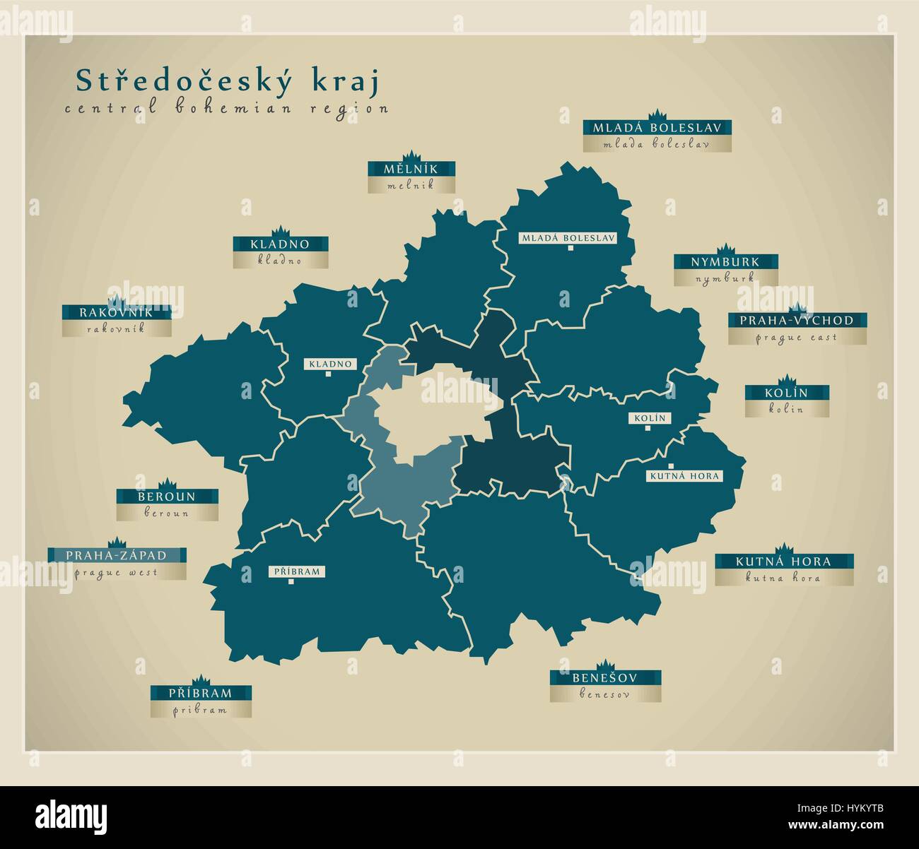 Moderne Karte - Stredocesky Kraj CZ Stock Vektor