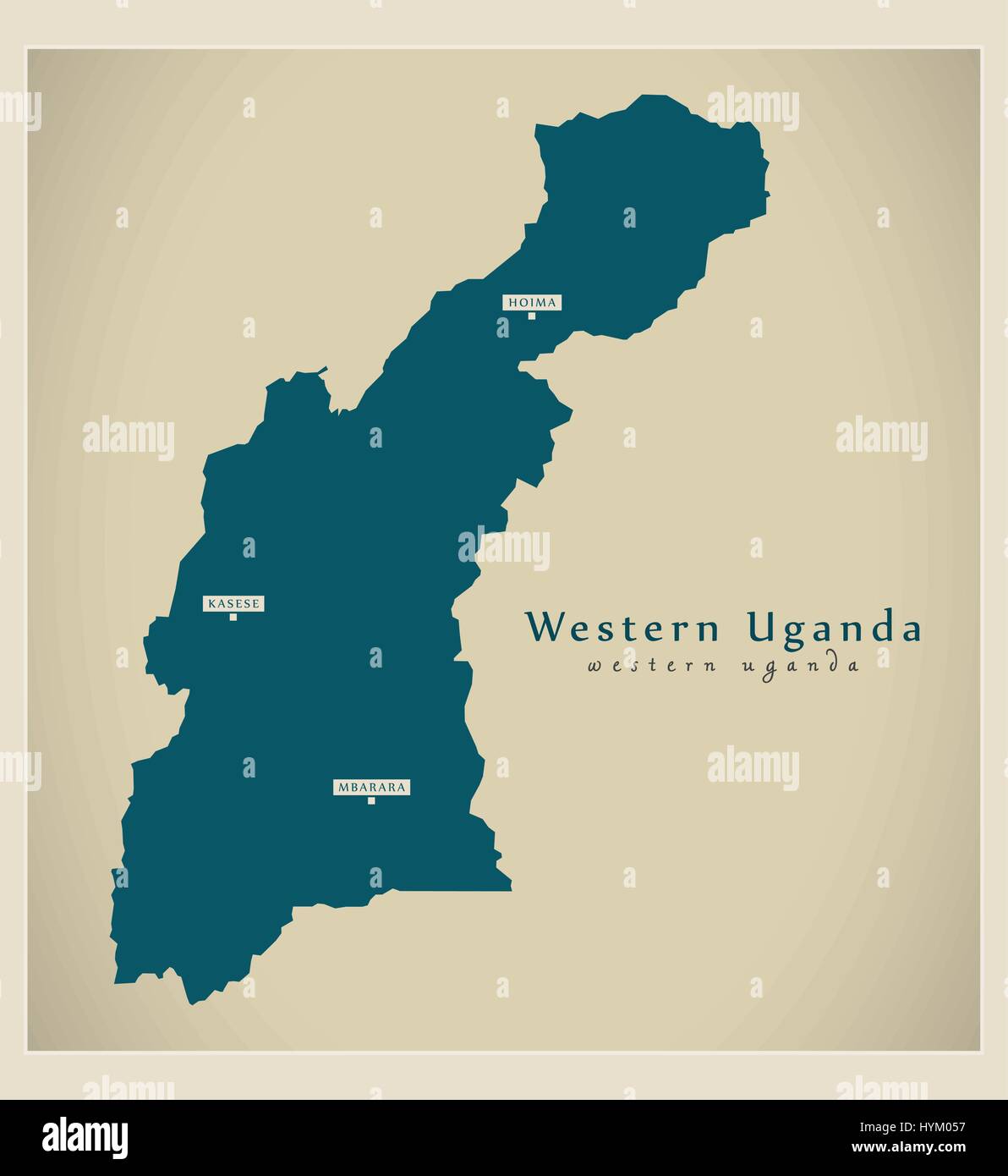 Moderne Karte - westlichen Uganda UG Stock Vektor