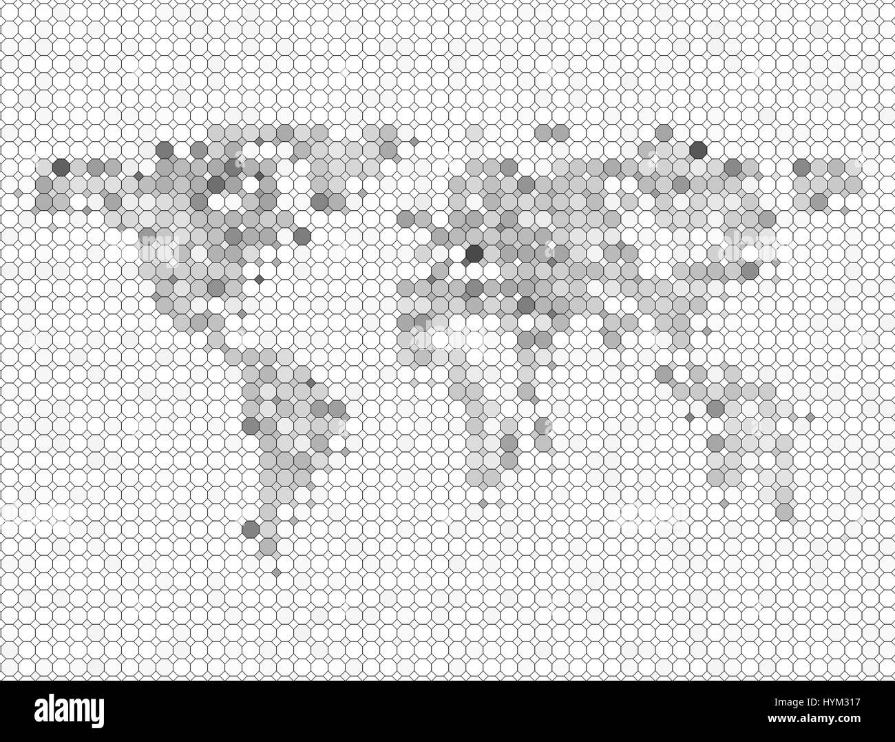 Abstrakte Polygon 3d Render-Weltkarte isoliert auf weißem Hintergrund Stockfoto