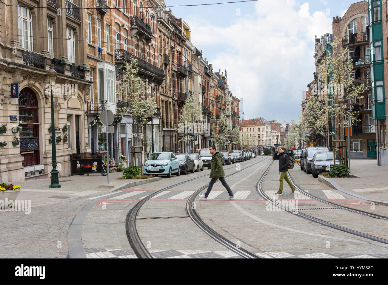 Die Menschen gehen in Brüssel downton Stockfoto