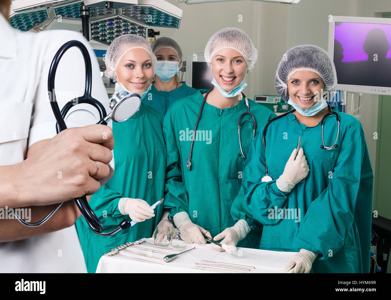 Stethoskop Vorder- und Chirurgen-Team. Stockfoto
