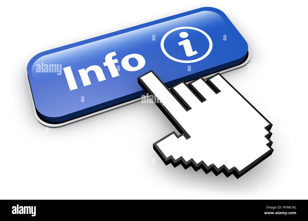 Info-Symbol und das Symbol auf eine Web-Taste Kunden online-Support und Informationen Konzept 3D Illustration. Stockfoto