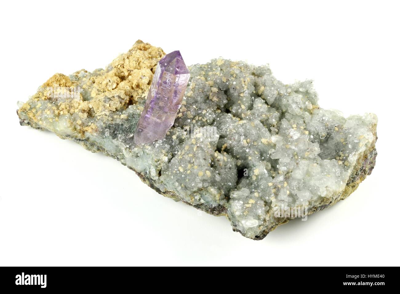 Amethyst mit Calcit in Osilo gefunden / Sardinien Stockfoto