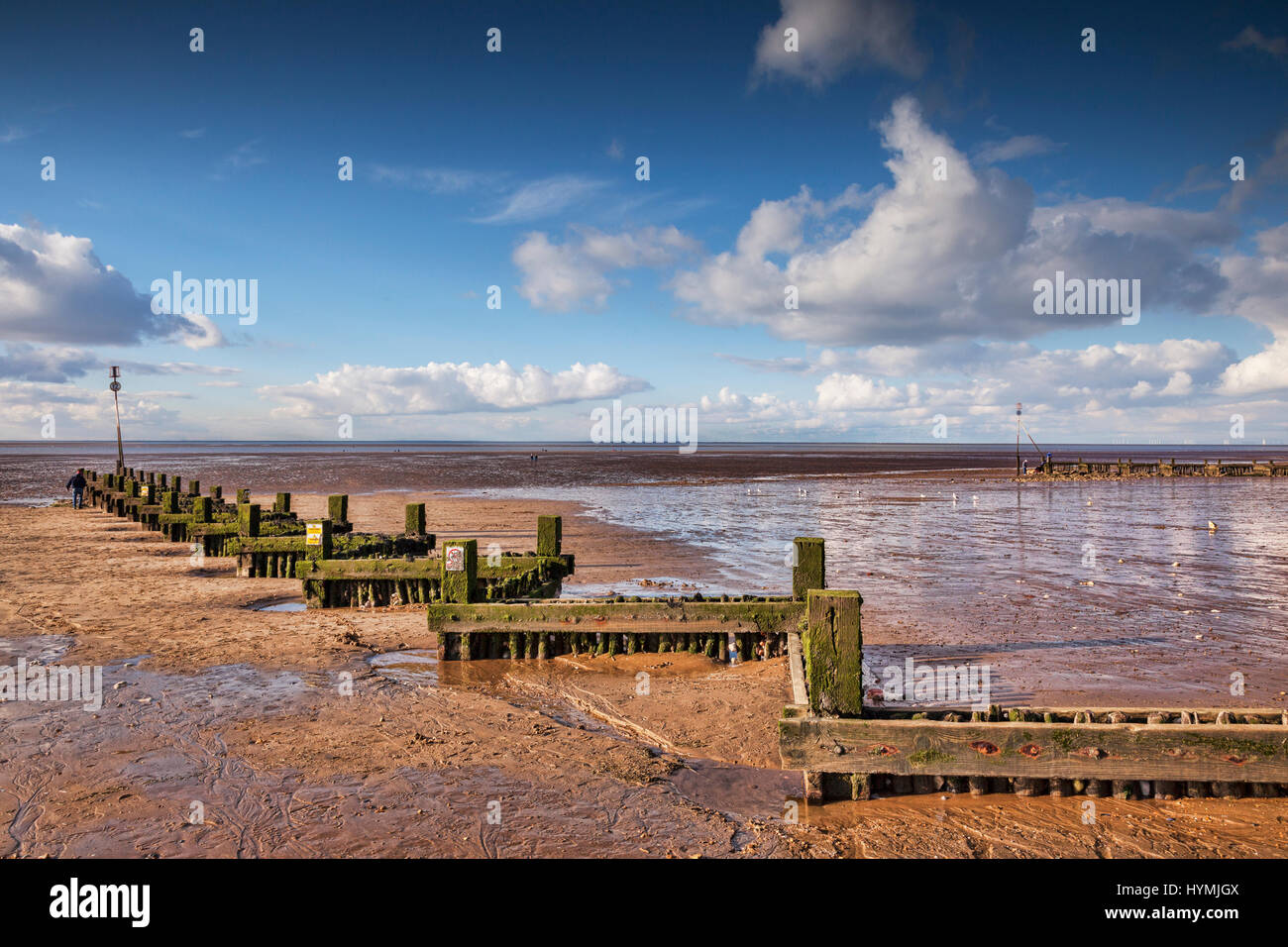 Hunstanton Beach, Norfolk, an einem hellen Wintertag. Stockfoto