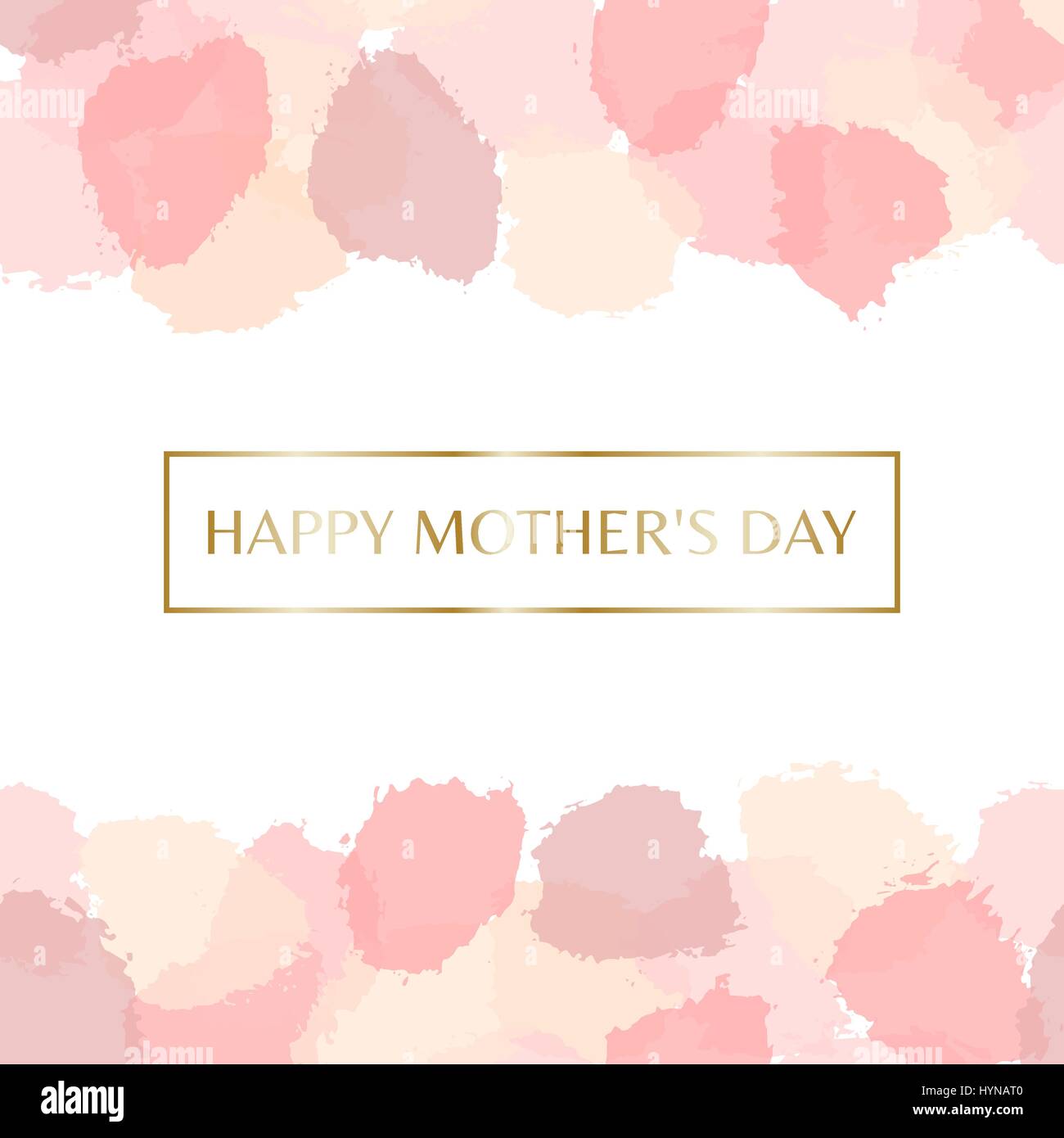 Muttertags-Grußkarte design mit goldenen Lettern Nachricht und Pastell rosa Aquarell Pinselstriche im Hintergrund. Stock Vektor