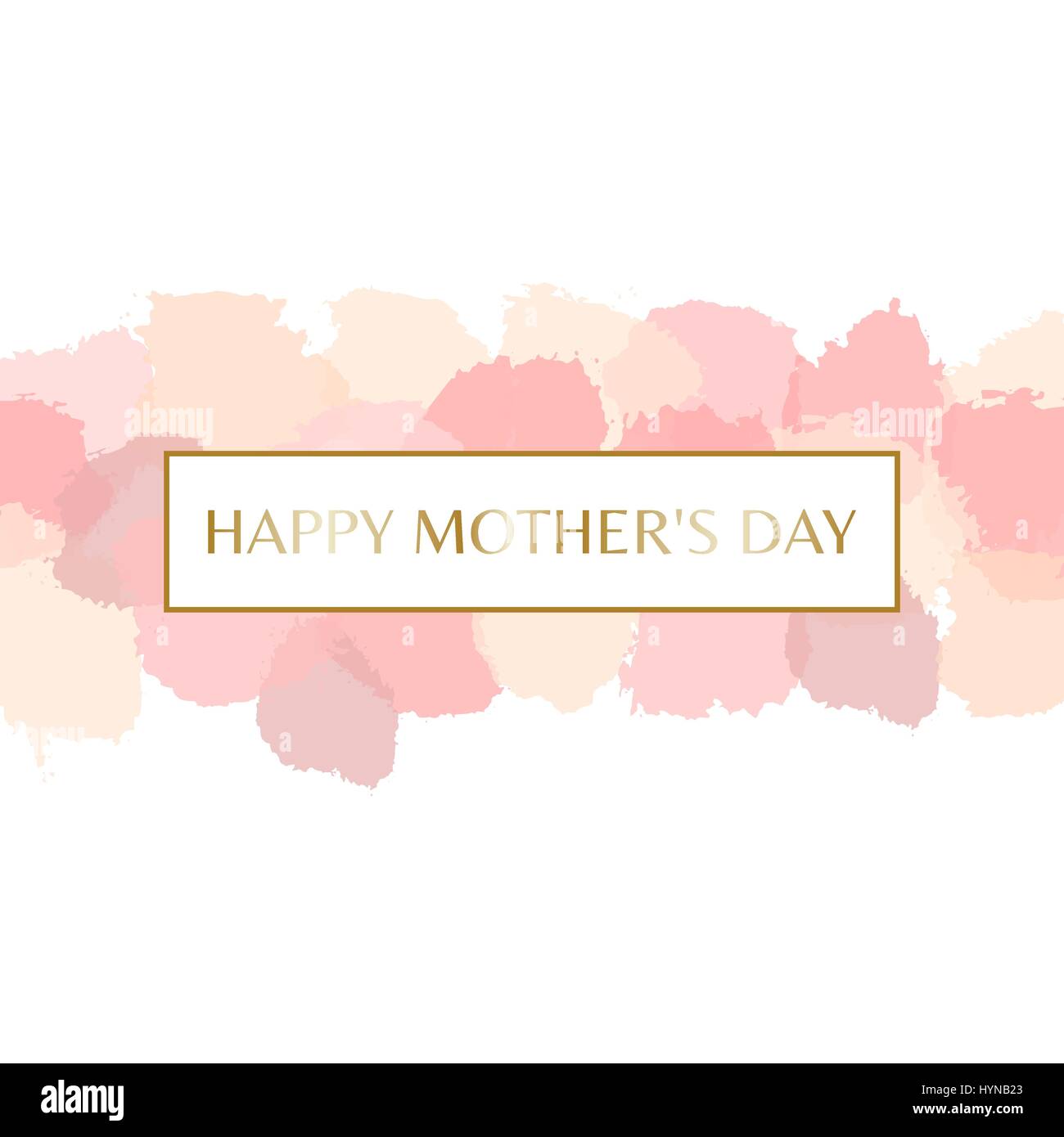 Muttertags-Grußkarte design mit goldenen Lettern Nachricht und Pastell rosa Aquarell Pinselstriche im Hintergrund. Stock Vektor