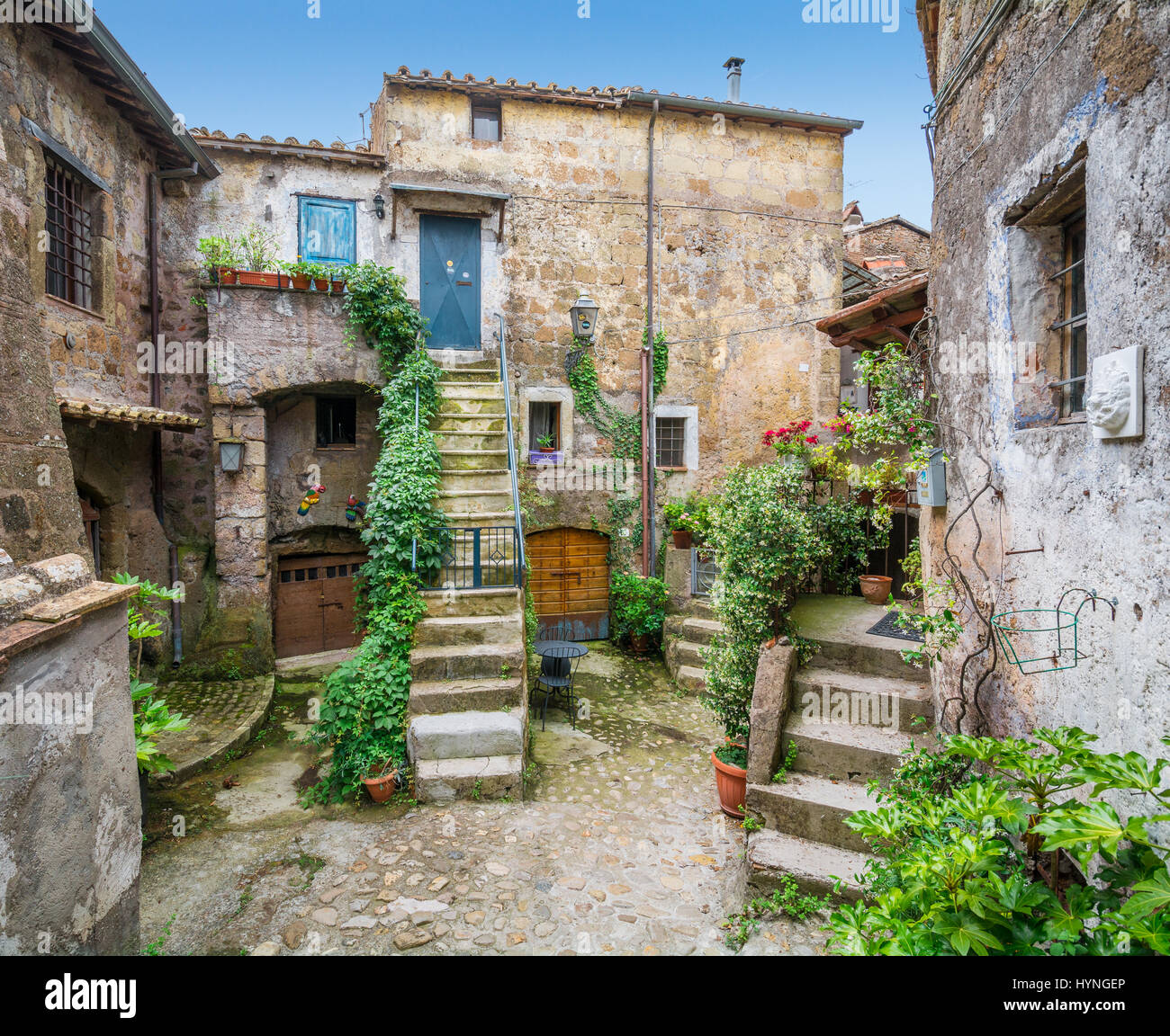 Landschaftliche Sehenswürdigkeit in Calcata, Provinz Viterbo, Latium, Italien Stockfoto