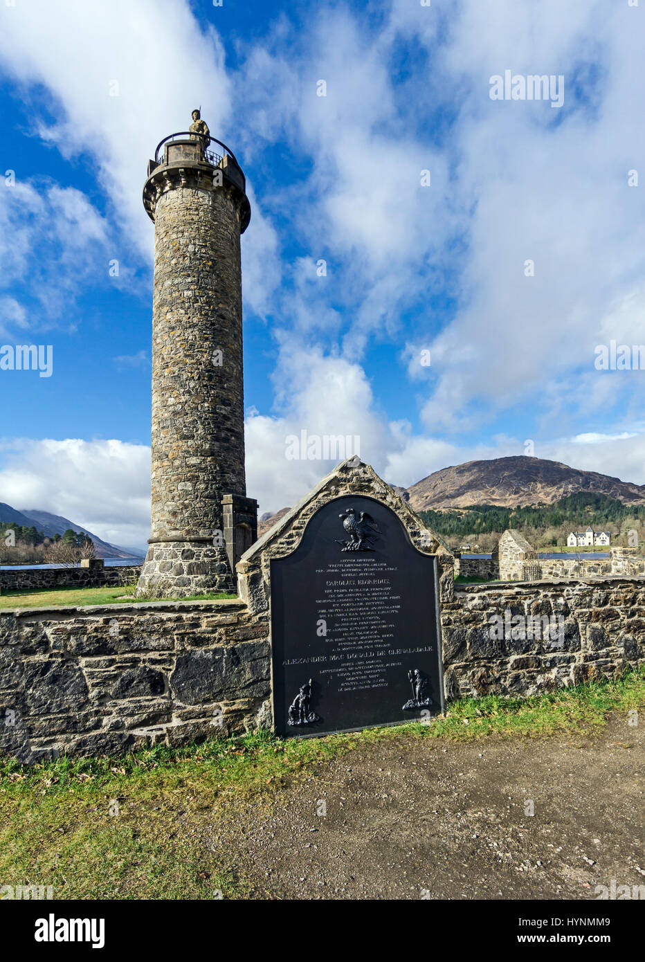Renovierten Prinz Charles Edward Denkmal am Glenfinnan Highland-Schottland Stockfoto