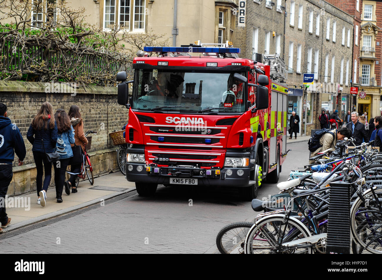 Feuerwehrauto in Cambridge England UK Stockfoto