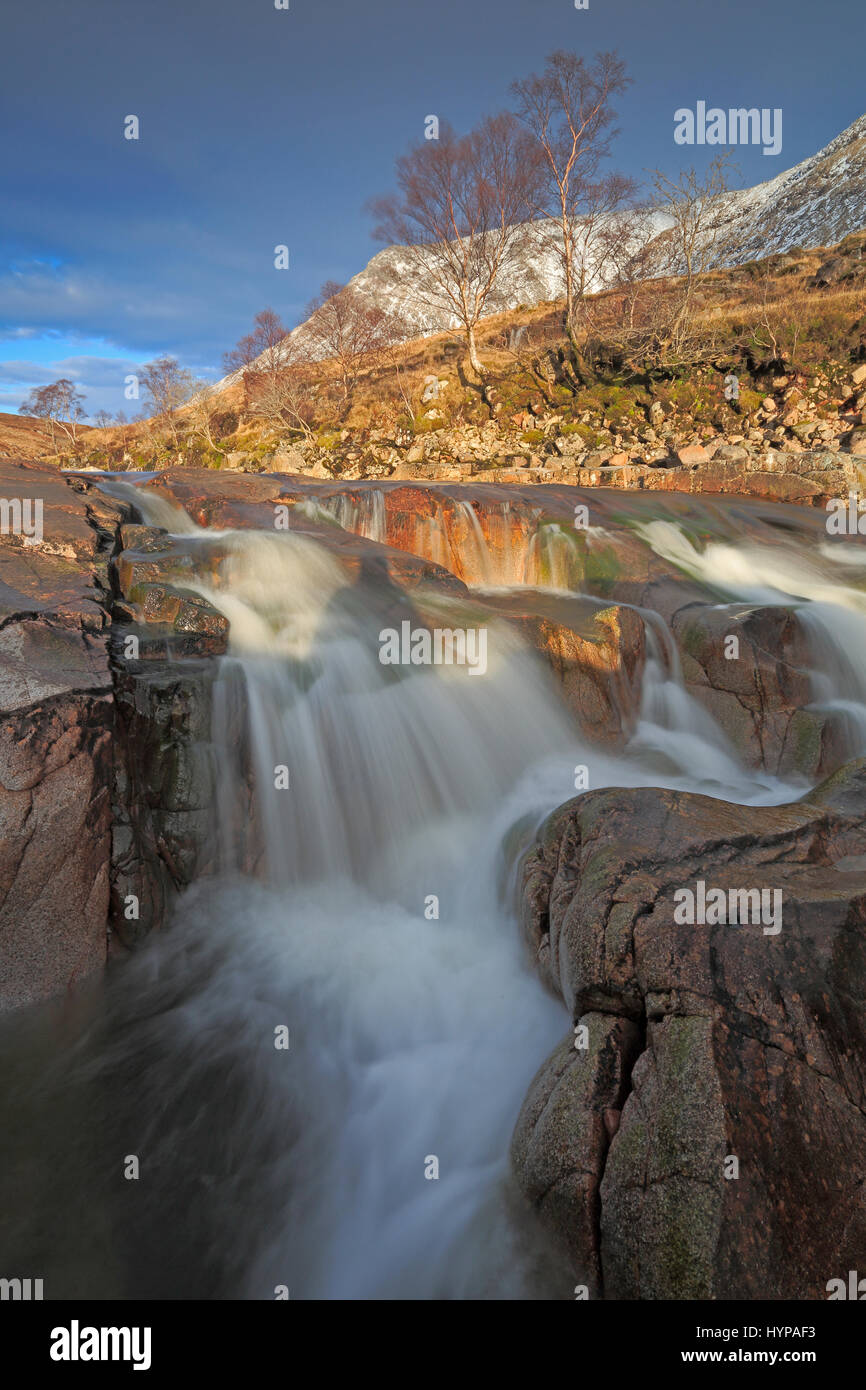 Blick auf den Fluss in Schottland Glen Etive Stockfoto