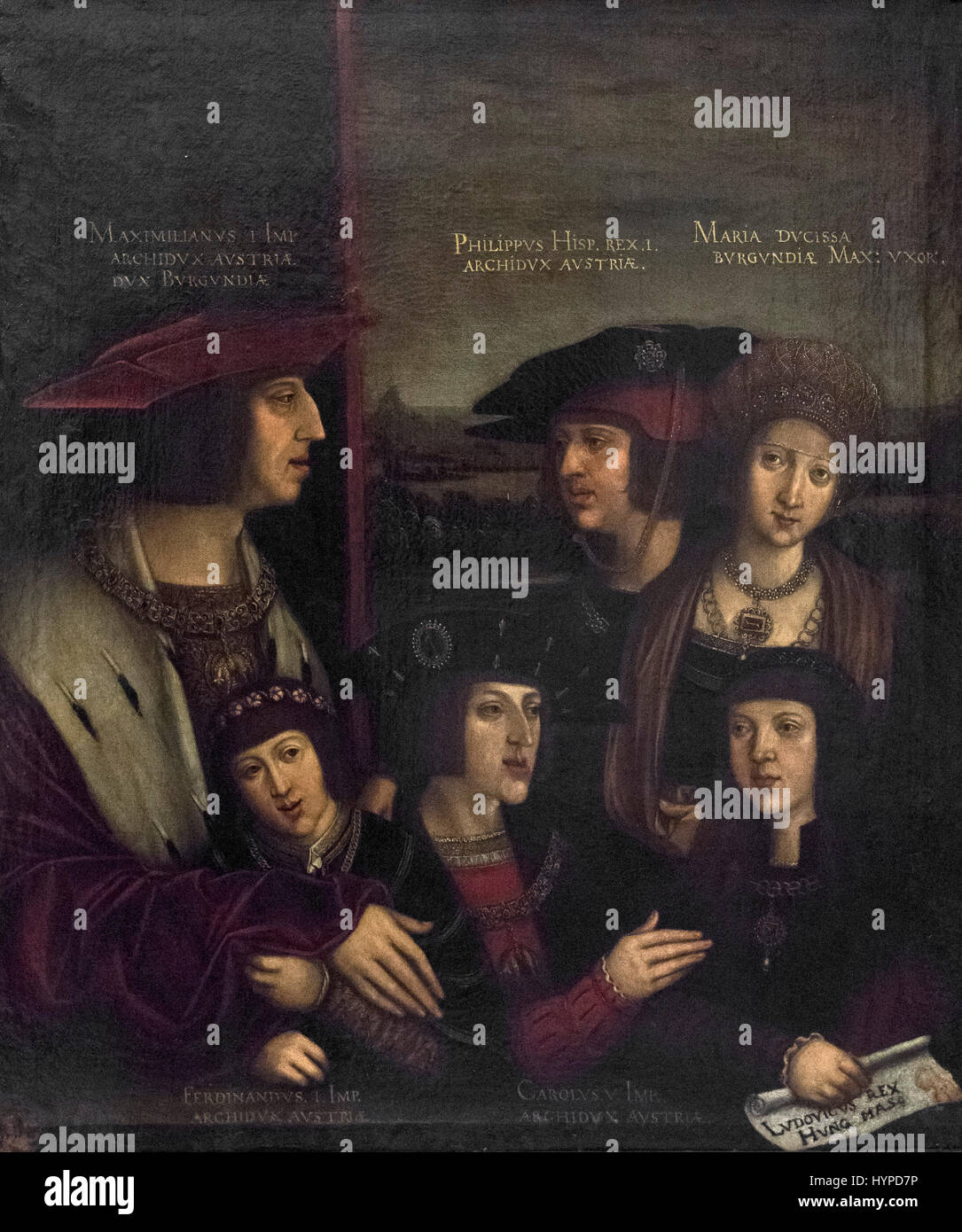 Bernard Strigel (1460-1528), der Kaiser Maximilian und seine Familie, n.d. El Emperador Maximiliano y Su Familia. Stockfoto