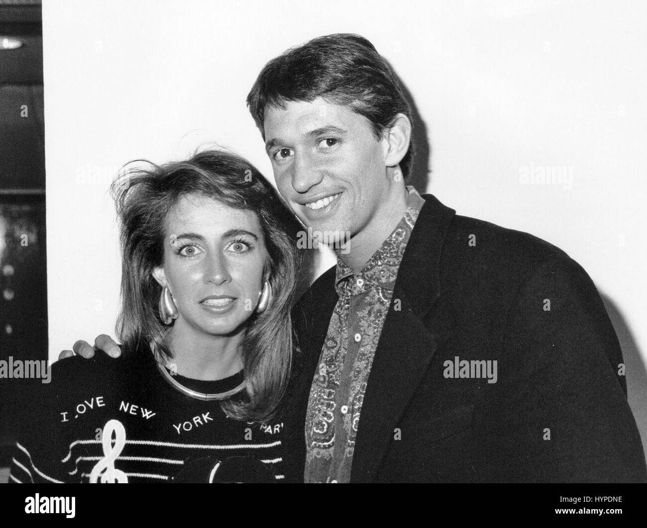 Gary Lineker, England Fußballer und seine Frau Michelle besuchen Sie einem Promi-Event in London, England am 20. März 1990. Stockfoto