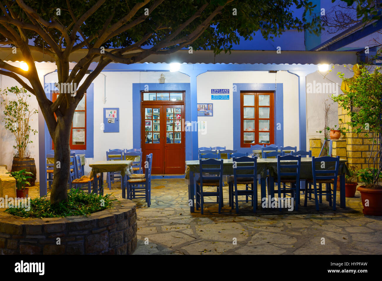 Hauptort von Lipsi Insel im Dodekanes, Griechenland. Stockfoto