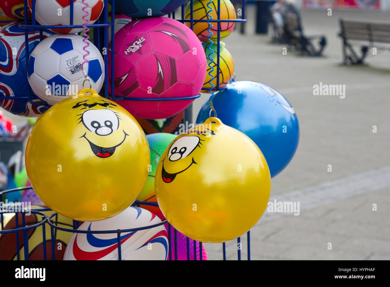 Gelber Smiley-Ballons Stockfoto