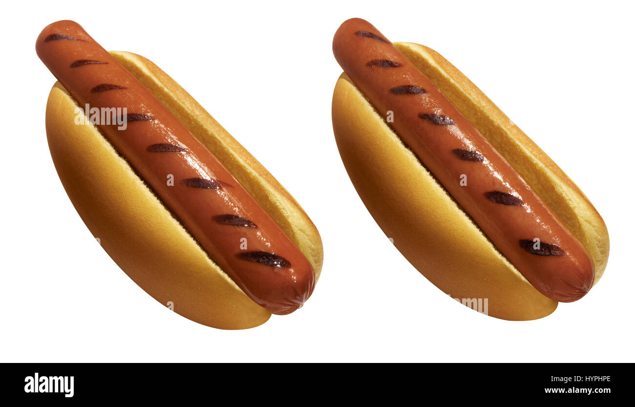 Hot Dogs im Brötchen Stockfoto