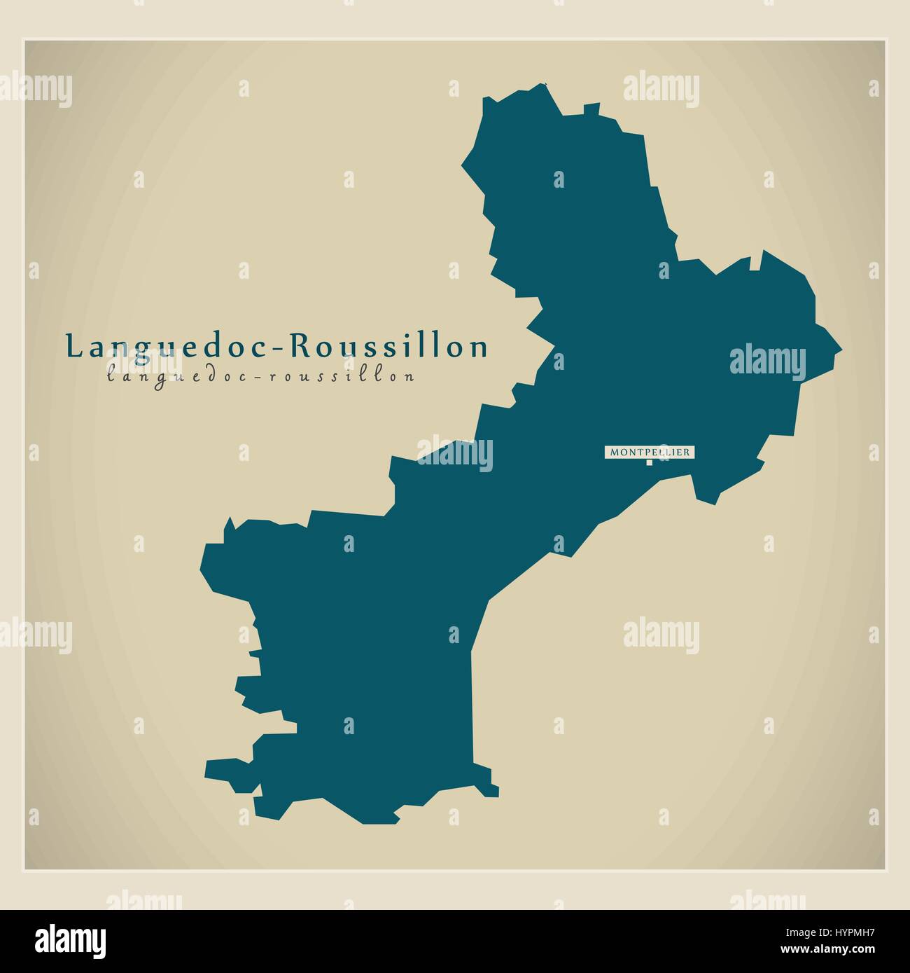 Moderne Karte - Languedoc-Roussillon-FR-Frankreich Stock Vektor