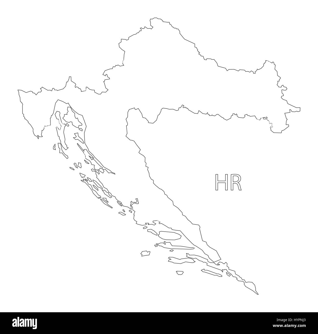 Kroatien Übersicht Silhouette Karte Abbildung Stock Vektor