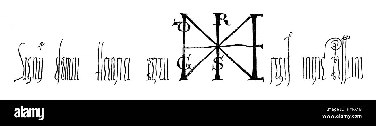 Faksimile, Zeichen von Heinrich III., genannt 1016-1056, der schwarze oder der fromme, Kaiser des Heiligen Römischen Reiches Stockfoto