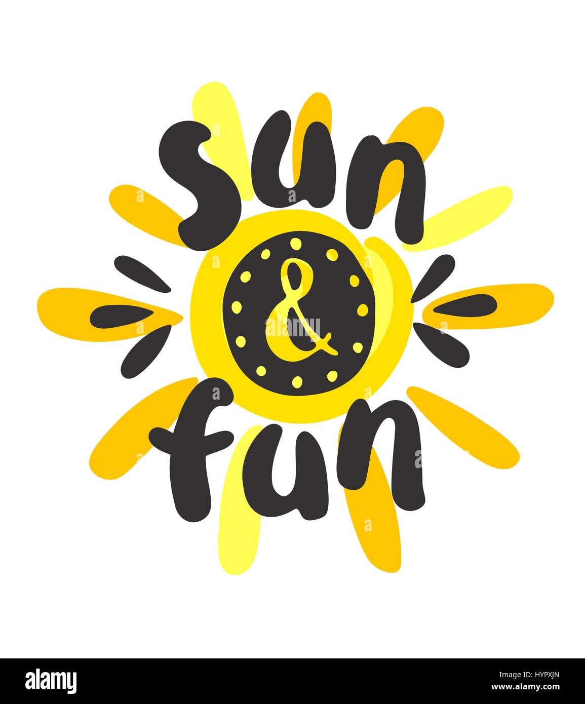 Vektor Illustration Eines Abstrakten Sommersonne Mit Zitat Sonne Und Spass Logo Design Stock Vektorgrafik Alamy