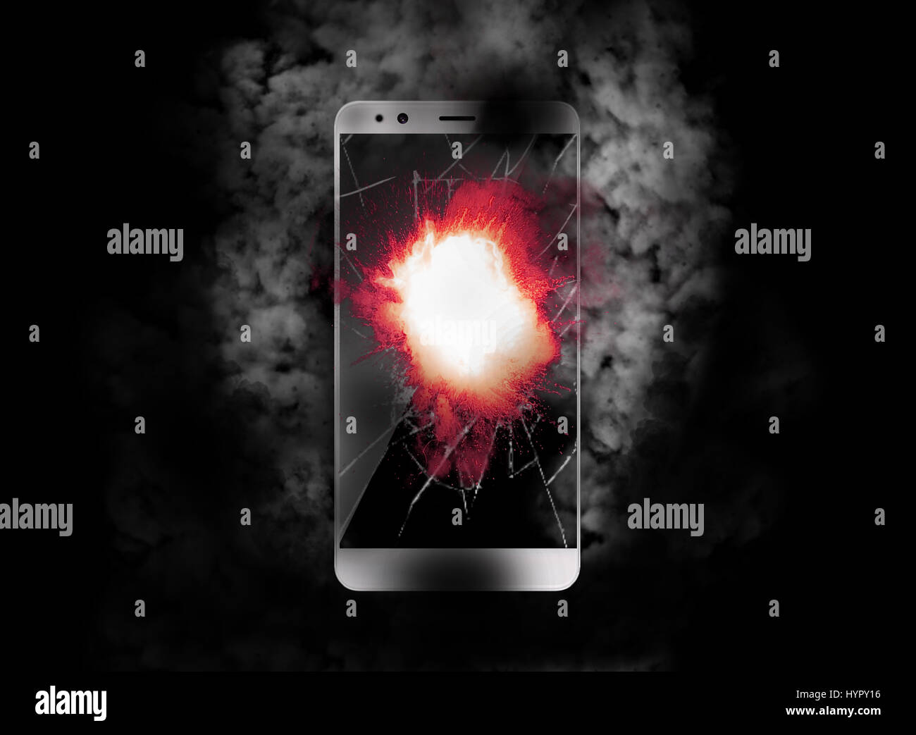 Smartphone explodierte wegen Hitze Stockfoto