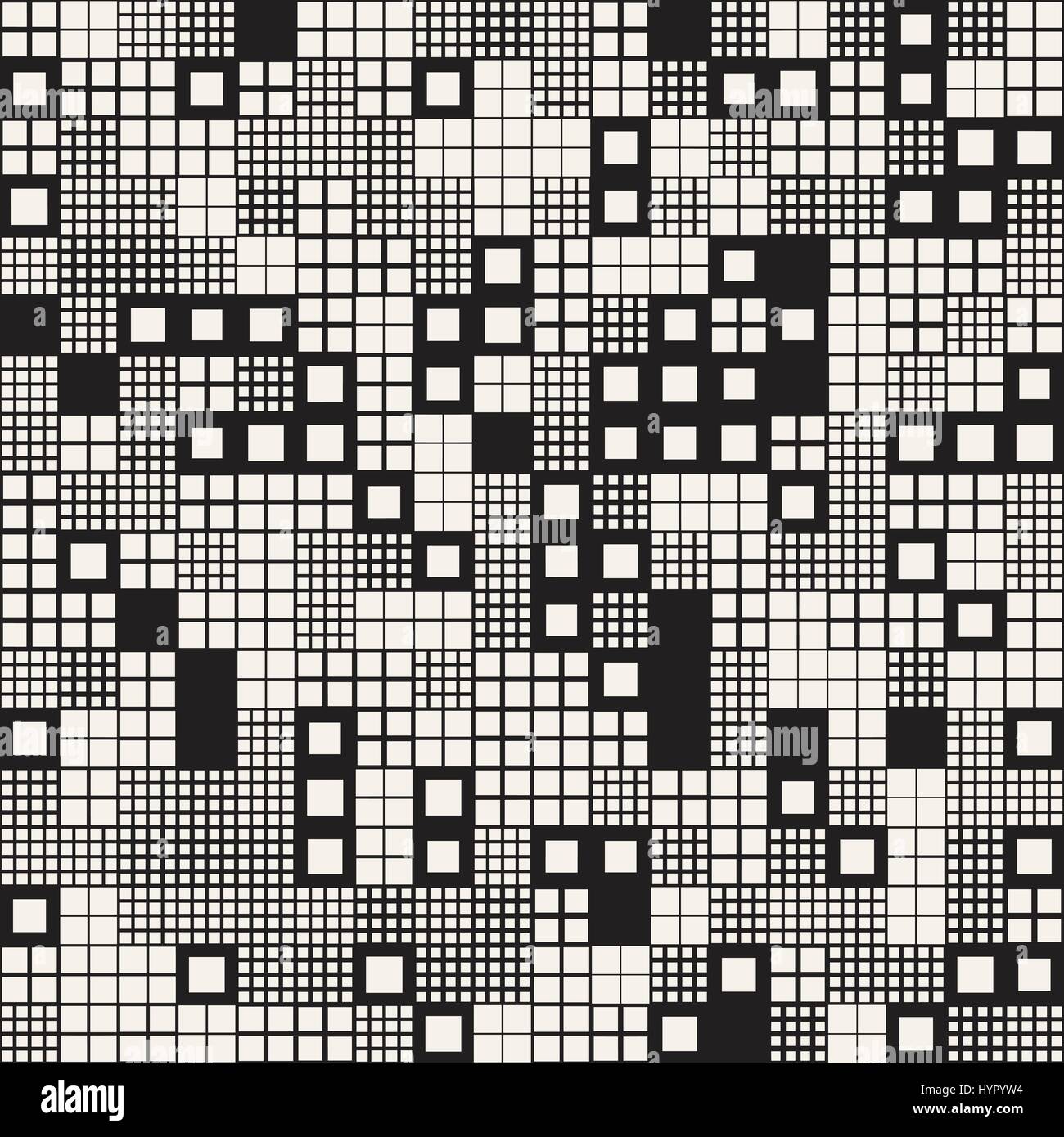 Moderne stilvolle Halbton Textur mit zufälliger Größe Quadrate. Vector Seamless Pattern. Stock Vektor