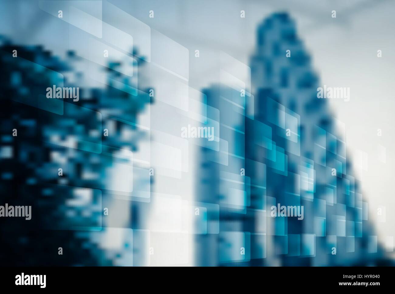 Blaue Unternehmenszentrale Wolkenkratzer mit abstrakten geometrischen Formen zu verwischen. Ideal für moderne Unternehmen oder Technologie-Design. EPS10 Vektor. Stock Vektor