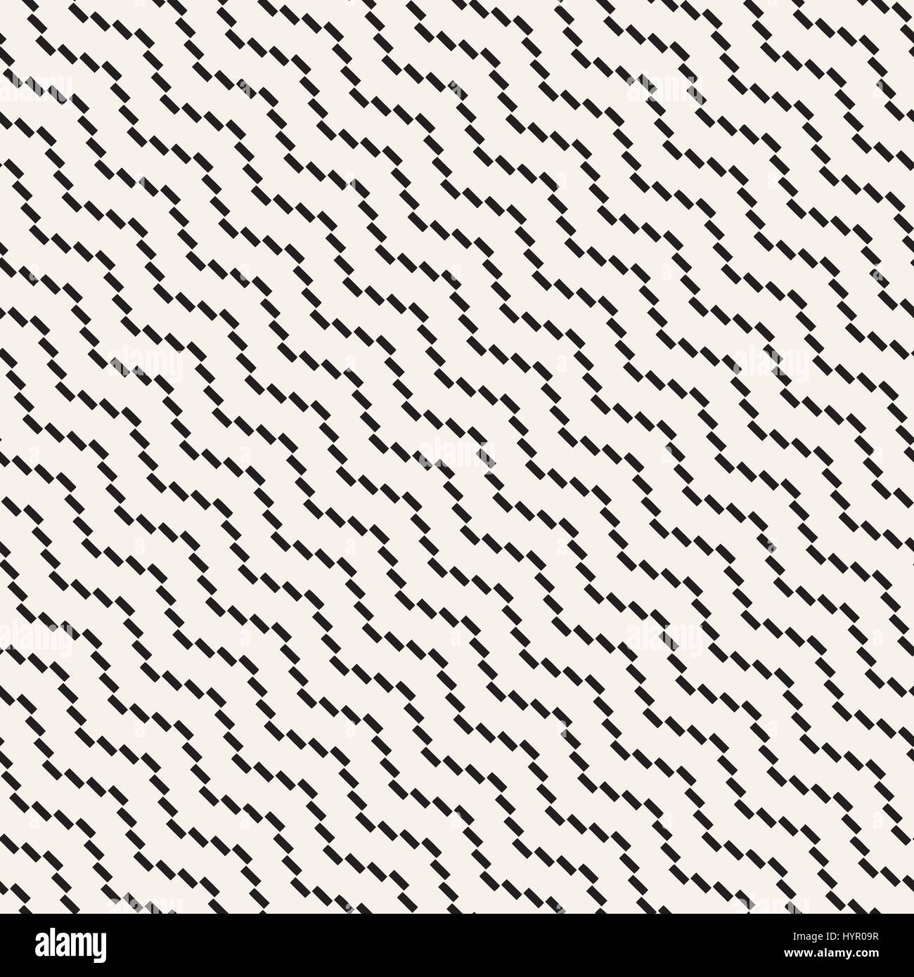 Halbton kantigen Linien Mosaik endlose elegante Textur. Vektormuster nahtlos schwarz / weiß Stock Vektor