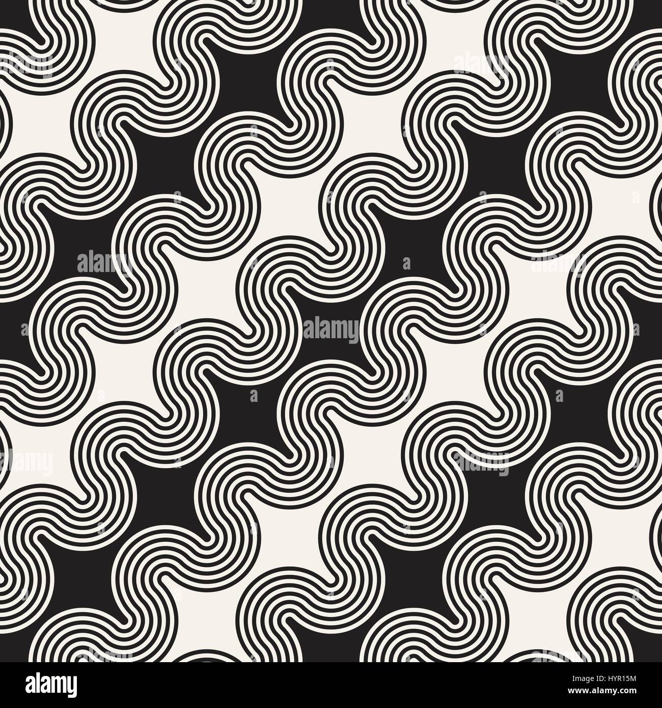 Nahtlose Wellenlinien Muster. Wiederholende Vektor Textur. Stilvolle Streifen Hintergrund. Zeitgenössische Grafik mit parallelen Wellen. Stock Vektor