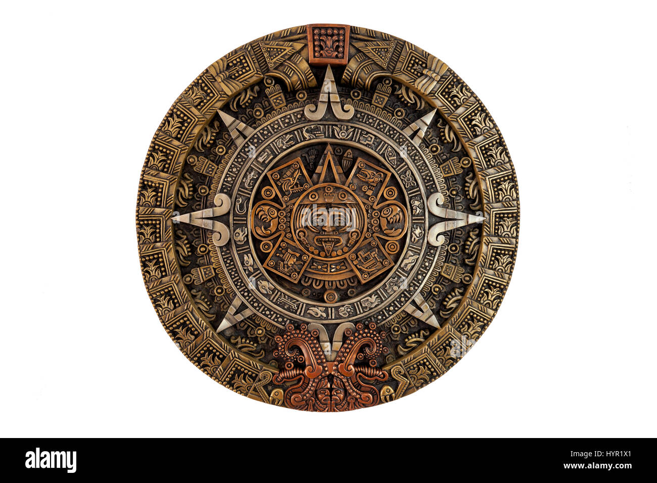 Isolierte alte Azteken-Kalender Stockfoto