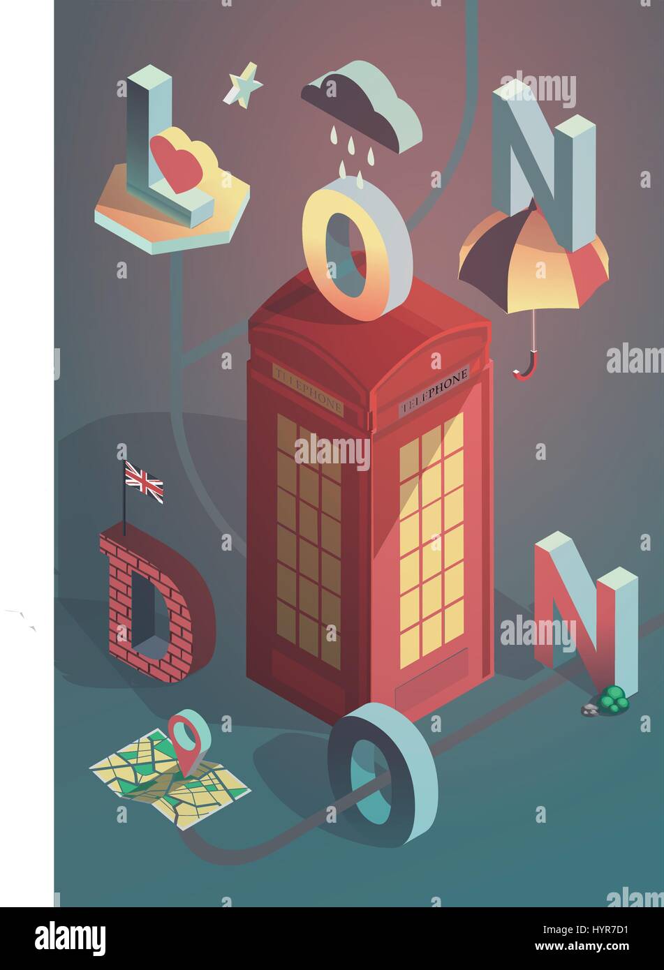 3D isometrische Vektor-London-City-Poster-design Stock Vektor