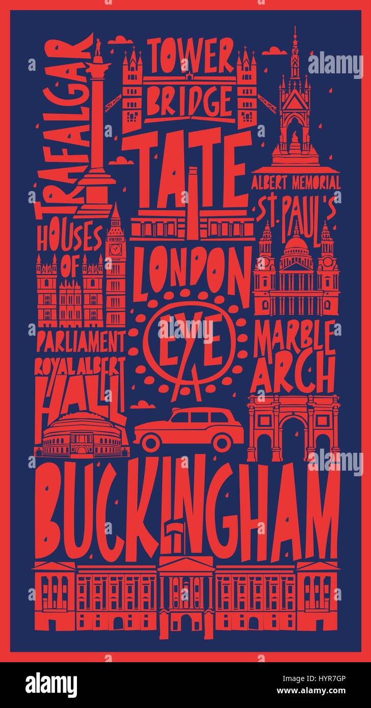 typografische Vektor handgezeichneten touristische Istanbul-City-poster Stock Vektor