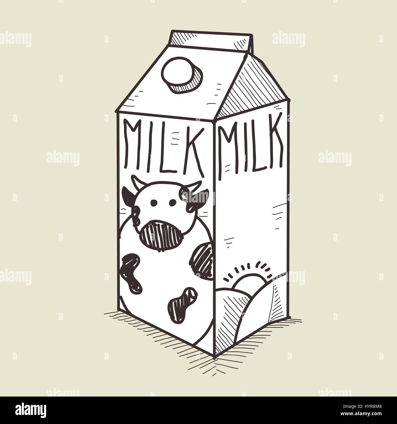 Vektor Handzeichnung Skizze Milch-Box Abbildung Stock Vektor