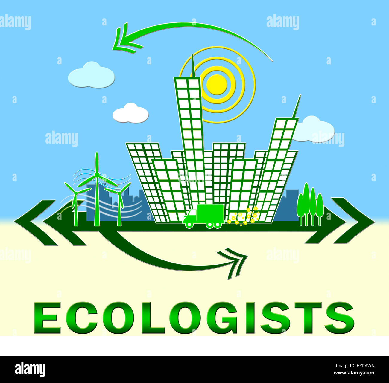 Ökologen Stadt zeigt Erde Tag Umwelt 3d Illustration Stockfoto