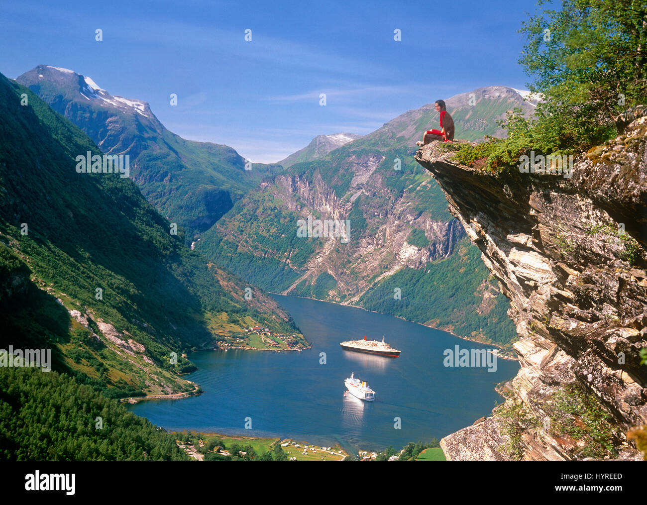 Kreuzfahrtschiffe im Geirangerfjord, mehr Og Romsdal, Norwegen Stockfoto