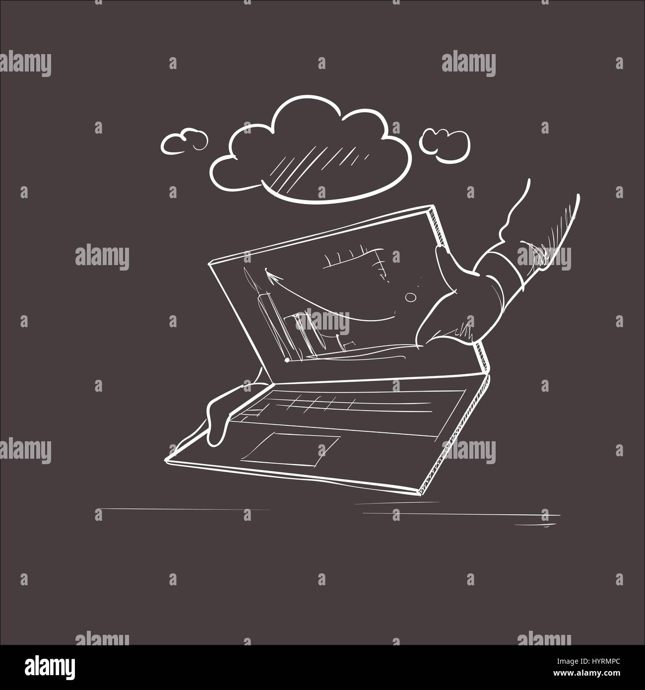 Laptop Computer Business Financial-Grafik Arbeitsprozess Stock Vektor