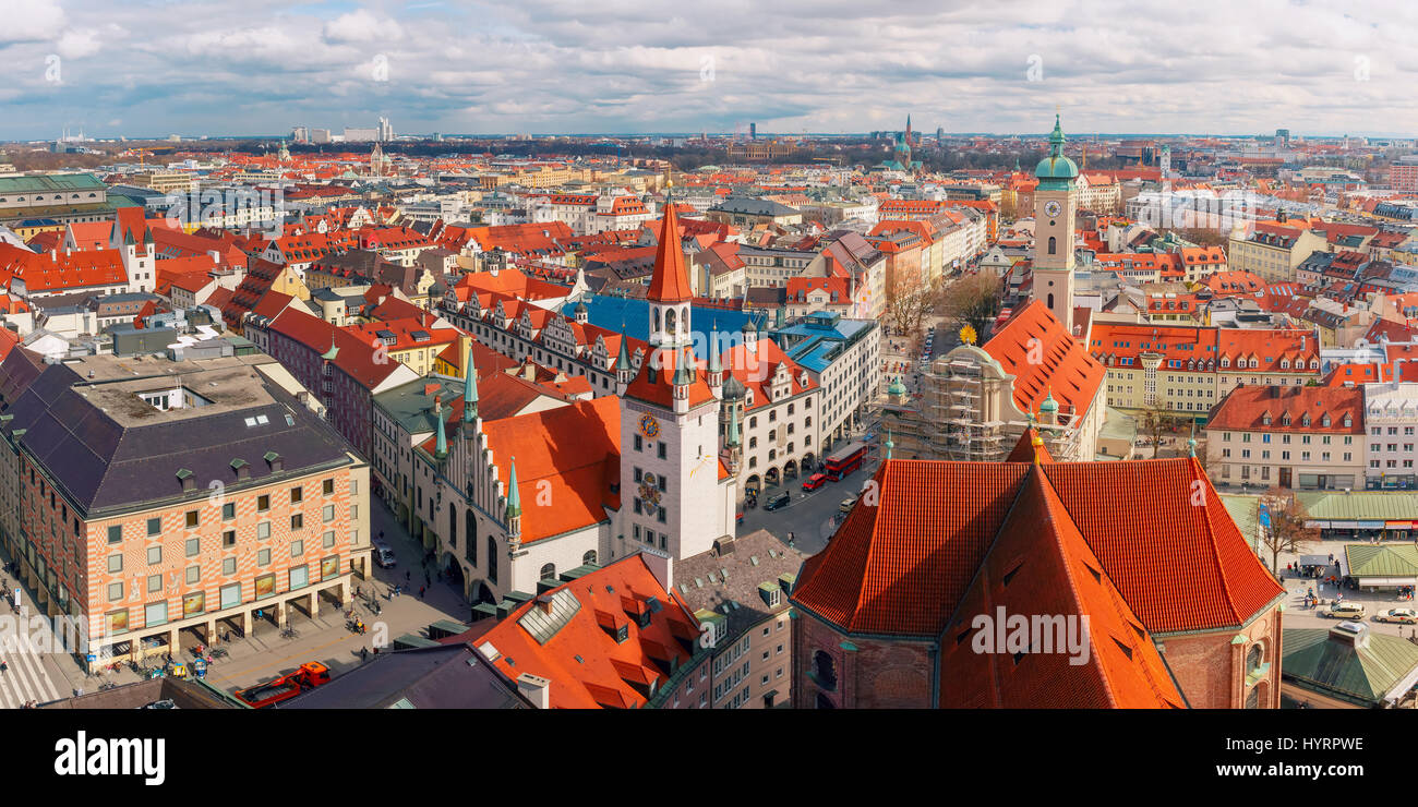 Luftbild Panorama der Altstadt, München Stockfoto