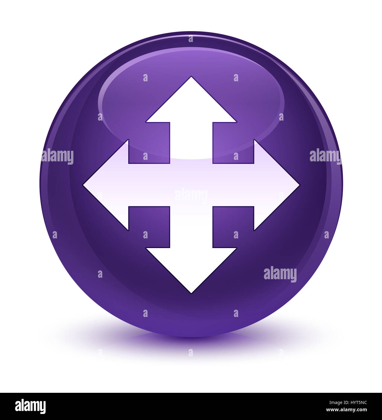 Symbol "verschieben" auf gläsernen lila runden Knopf abstrakte Abbildung isoliert Stockfoto