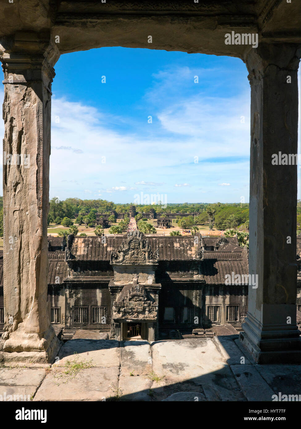 Vertikale erhöhten Blick über Angkor Wat in Kambodscha. Stockfoto