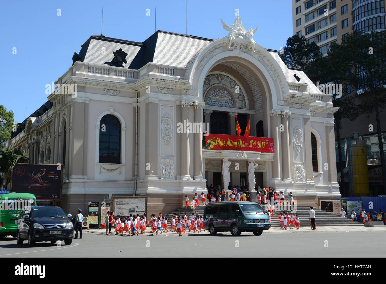 Fassade des Opernhaus Saigon, Ho-Chi-Minh-Stadt, Vietnam Stockfoto