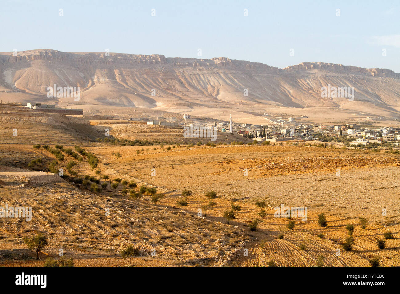 Syrische aride Landschaft in der Nähe von Damaskus Stockfoto