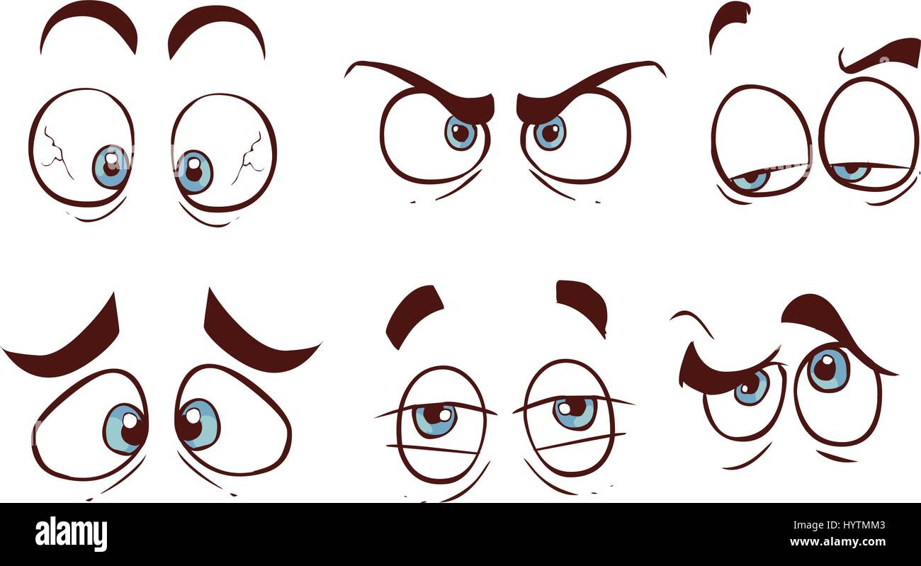 Satz von Cartoon-Augen auf weißem Hintergrund Stock Vektor