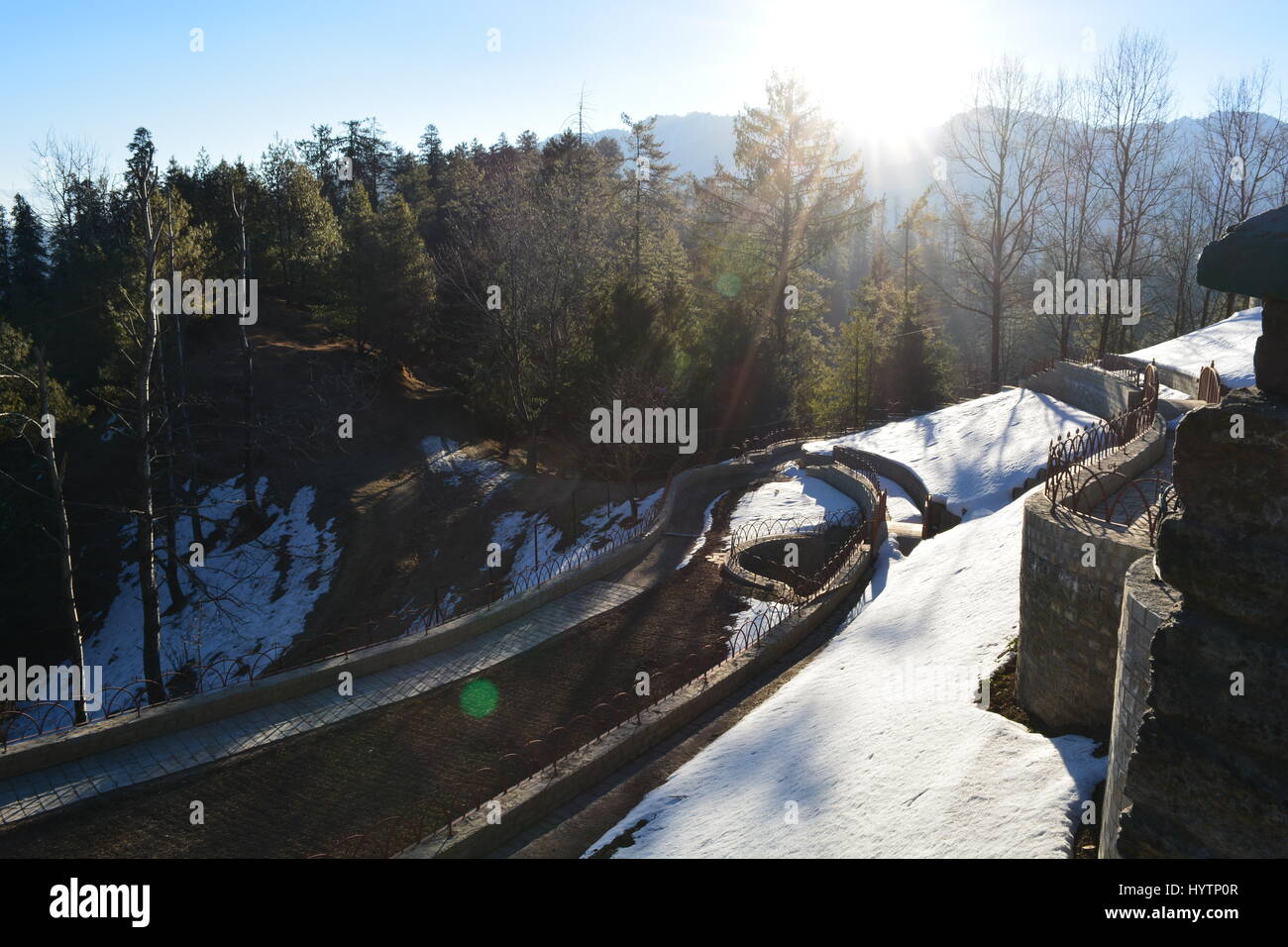 Bild hat mit einer Handkamera aufgenommen wurde. Ort ist Fagu, Shimla einen schönen Hügel-Station in Indien. Ein sehr gutes Beispiel für Anker-Fotografie. Stockfoto