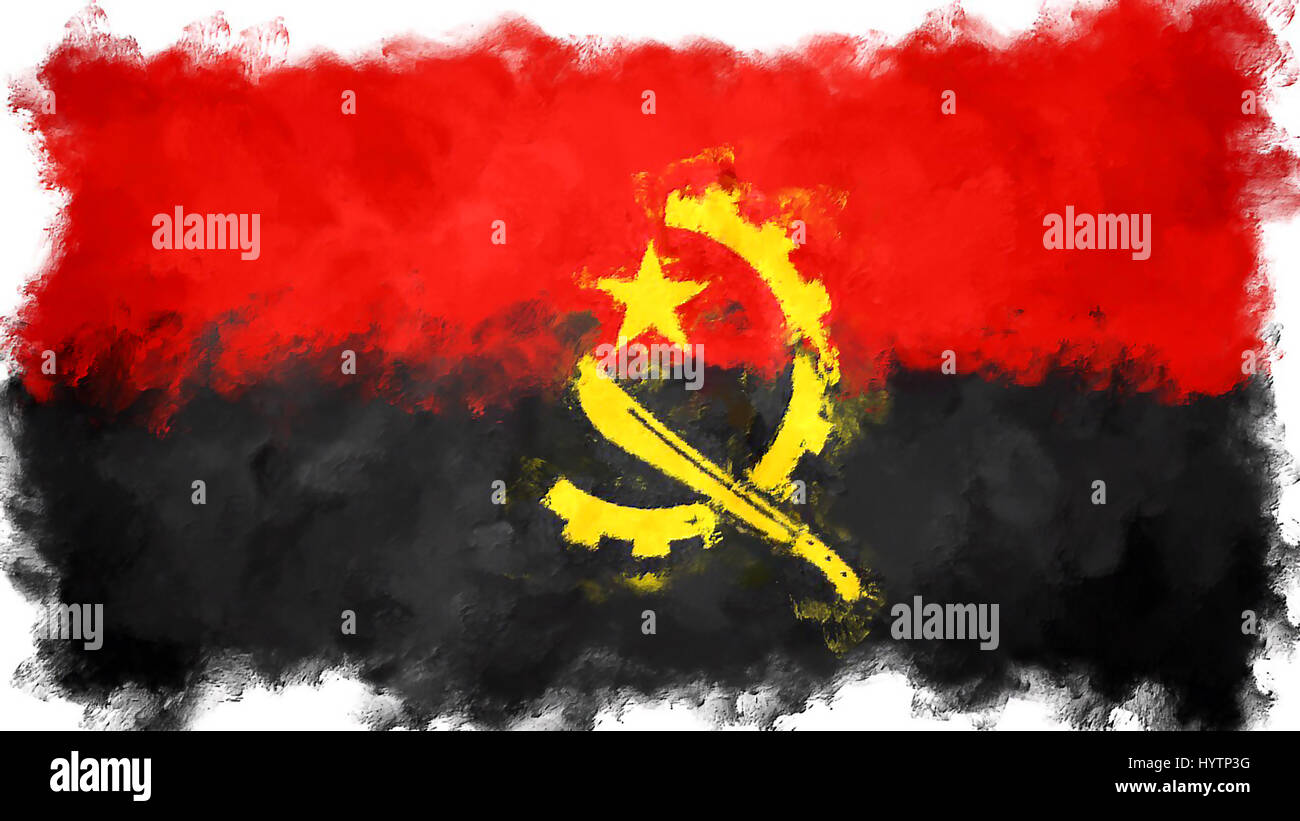 Ölgemälde Grunge bewirkt Abbildung von Angola Fahne Stockfoto