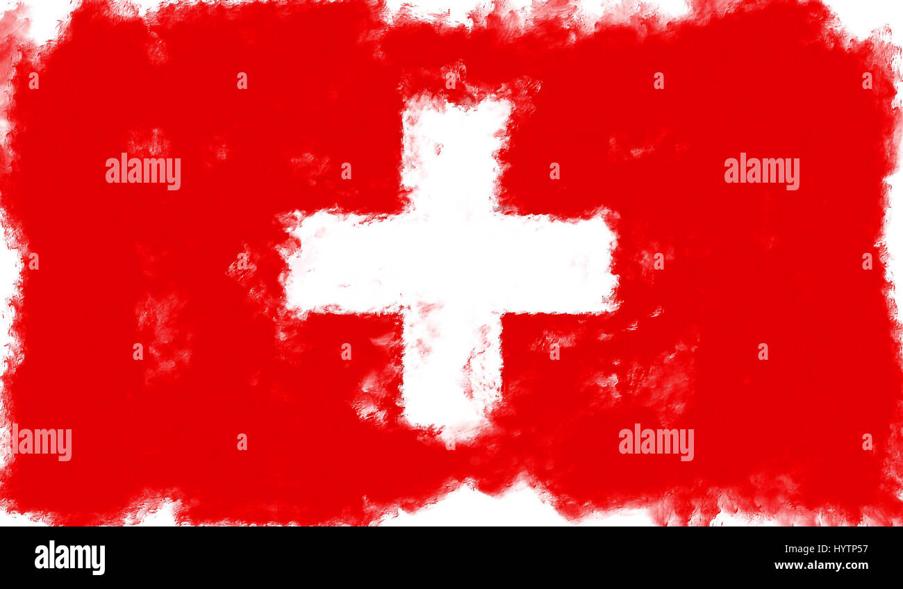 Ölgemälde Grunge erfolgt die Abbildung der Schweiz Flagge Stockfoto