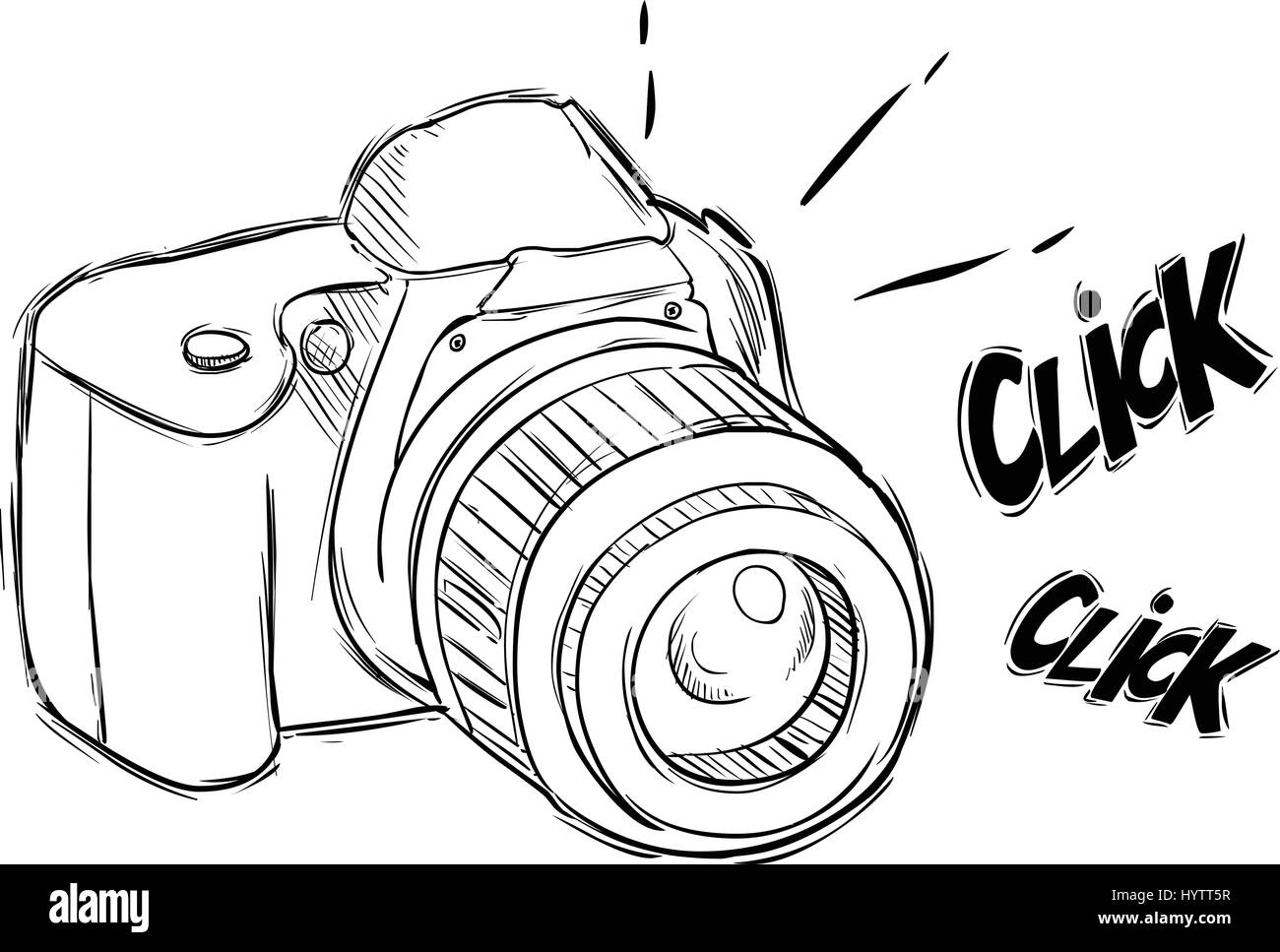 Vektor-Illustration einer Kamera im Stil Sketch (Schwarzweiß  Stock-Vektorgrafik - Alamy