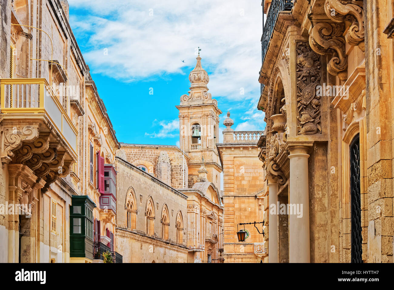 Turm des Palazzo Santa Sofia in Mdina, Malta Stockfoto