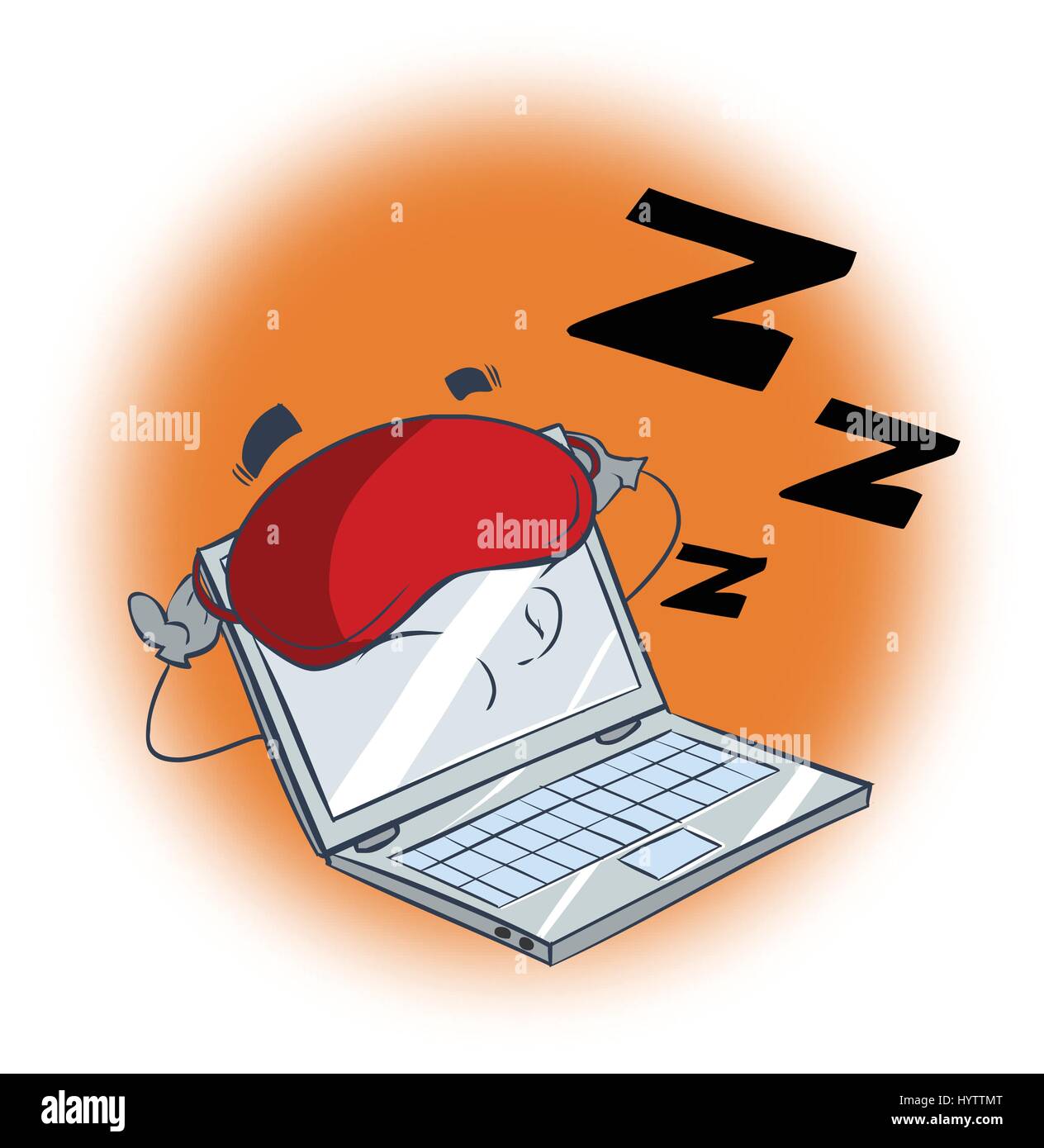 weißem Hintergrund-Vektor-Illustration eines schlafenden Computers Stock Vektor