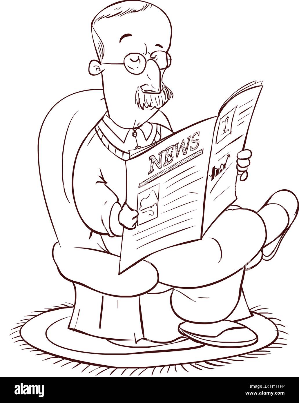 Vektor-Illustration von einem der Mann liest Zeitung Stock Vektor
