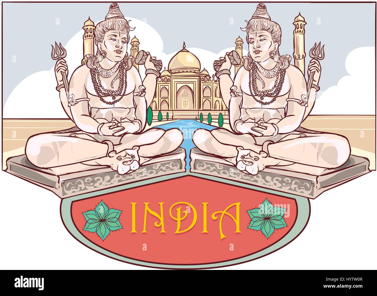 Vektor-Illustration eines Maha Shivaratri und Taj Mahal Stock Vektor